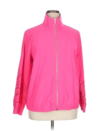 Pre-owned Zenergy By Chico's Track Jacket In Pink