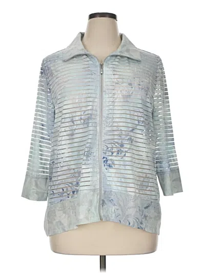 Pre-owned Zenergy By Chico's Track Jacket In Silver