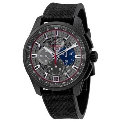 Zenith 10th Striking-carbon-skeleton Dial-rubber Strap Watch 10.2260.4052w/98.r573 In Black