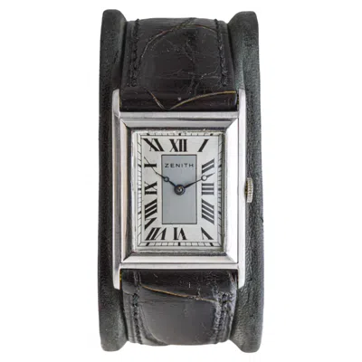 Pre-owned Zenith 18 Karat White Gold Art Deco Tank Style Watch, Circa 1930s