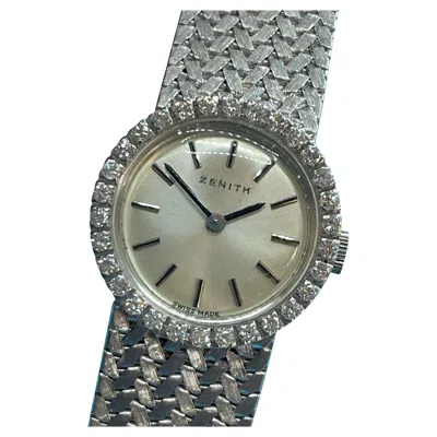 Pre-owned Zenith 18kt Gold And Natural Diamonds "" Women's Watch, Manual Winding, 1970s In Gray