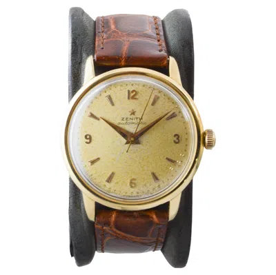 Pre-owned Zenith 18kt Heavy Solid Gold Mid Century Watch Circa 1960's In Multi