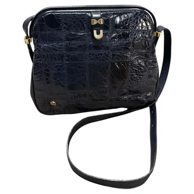 Pre-owned Zenith 1980s High Quality Blue Leather And Brass Hardware Shoulder Bag By