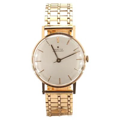 Pre-owned Zenith Automatic 35mm Ivory Dial Bracelet Circa 1960 18k Rose Gold Watch In White