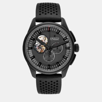 Pre-owned Zenith Black Titanium El Primero Automatic Men's Wristwatch 45 Mm