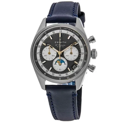 Zenith Chronomaster Original Triple Calendar Grey Dial Leather Strap Men's Watch 03.3400.3610/39.c910 In Gray
