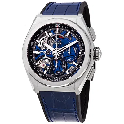 Zenith Defy El Primero 21 Chronograph Automatic Blue Skeletal Dial Titanium Men's Watch 95.9002.9004 In Black / Blue / Grey