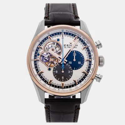 Pre-owned Zenith El Primero 51.2080.4061/69.c494 Silver Stainless Steel Automatic Men's Watches 42mm