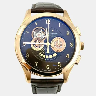 Pre-owned Zenith El Primero Chronograph 18.0520.4021 Automatic 18k Rose Gold Men's Wristwatch 44 Mm In Black