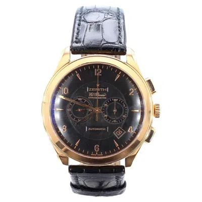 Pre-owned Zenith El Primero Grande Class Chronograph Automatic 18k Rose Gold Black Watch In Red