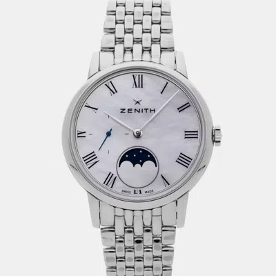 Pre-owned Zenith Elite Ultra Think Lady Moonphase 03.2320.692/81.m232 White Stainless Steel Mother Of Pearl Automatic