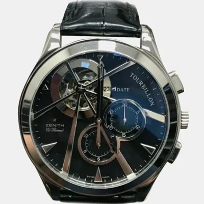 Pre-owned Zenith Grande Class Tourbillon 65.0520.4035/21.c492 Automatic 18k White Gold Men's Wristwatch 45 Mm In Black