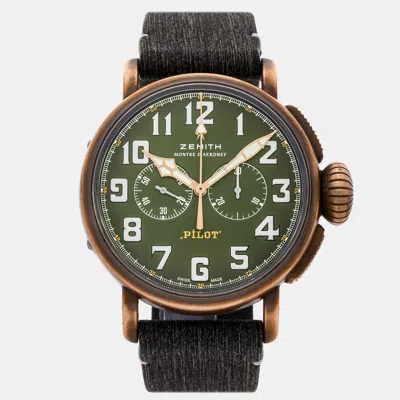 Pre-owned Zenith Pilot Type 20 Chronograph 29.2430.4069/63.i001 In Green
