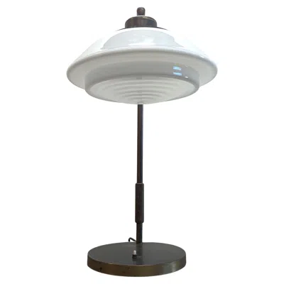 Pre-owned Zenith Rare Art Deco Bauhaus German  Brass & Glass Table Lamp In Transparent