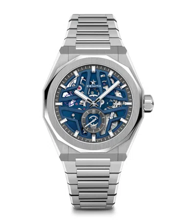Zenith Stainless Steel Defy Skyline Skeleton Watch In Silver