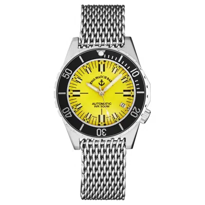 Zeno Army Diver Automatic Men's Watch 485n-a9mm In Yellow/silver Tone/black