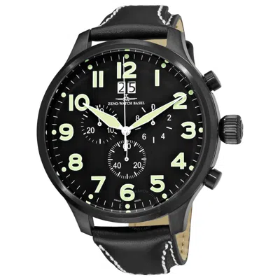 Zeno Chronograph Black Dial Black Leather Strap Men's Watch 6221-8040-bk-a1