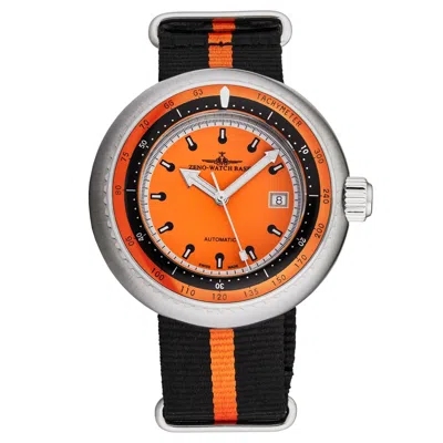 Pre-owned Zeno Men's 500-2824-i5 'divers' Orange Dial Fabric Strap Automatic Watch