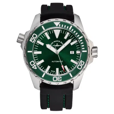 Pre-owned Zeno Men's 6603-2824-a8 'divers' Green Dial Black Rubber Strap Automatic Watch