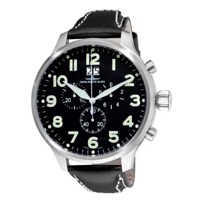 Zeno Sos Chronograph Quartz Black Dial Men's Watch 6221-8040-a1 In Silver Tone/black
