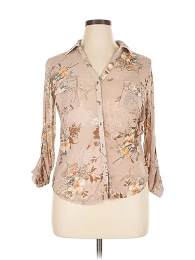 Pre-owned Zenobia 3/4 Sleeve Blouse In Tan