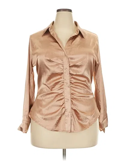 Pre-owned Zenobia Long Sleeve Blouse In Tan