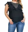 Zenobia Ruffle Lace Flutter Sleeve Blouse In Black In Black
