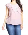 Zenobia Ruffle Lace Flutter Sleeve Blouse In Light Purple In Pink