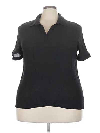 Pre-owned Zenobia Short Sleeve Blouse In Black