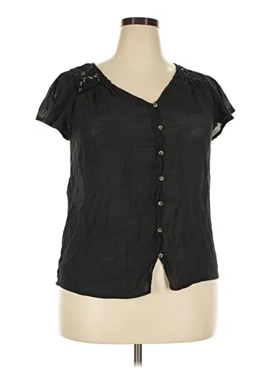 Pre-owned Zenobia Short Sleeve Blouse In Black