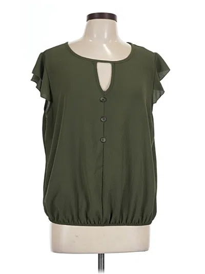 Pre-owned Zenobia Short Sleeve Blouse In Green