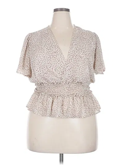 Pre-owned Zenobia Short Sleeve Blouse In Ivory