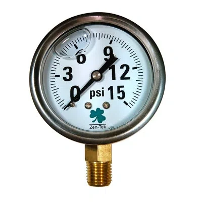 Zenport Glycerin Liquid Filled Pressure Gauge Gardening Tools In Silver