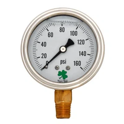 Zenport Liquid Filled Pressure Gauge In Silver