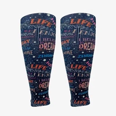 Zensah Unisex - Print Compression Leg Sleeves In Motivational Quotes/black In Multi