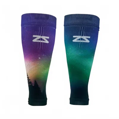 Zensah Unisex - Print Compression Leg Sleeves In Northern Lights In Blue