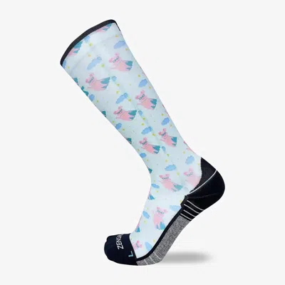 Zensah Unisex Superhero Pigs Compression Knee High Socks In Light Blue