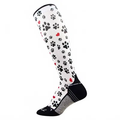 Zensah Women's Print Compression Leg Sleeves In Paw Prints/white