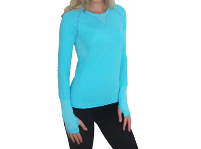 Zensah Women's Run Seamless Long Sleeve Shirt In Heather Aqua In Multi