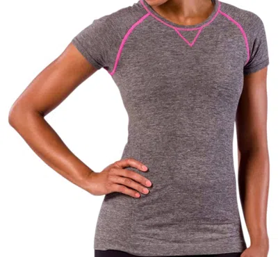 Zensah Women's Run Seamless Short Sleeve Top In Heather Grey