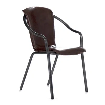 Zentique 23" Wide Top Grain Leather Armchair In Dark Brown