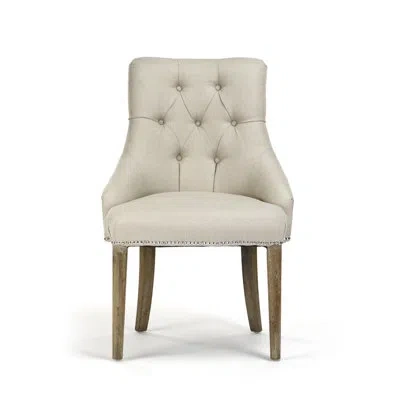 Zentique 24" Wide Tufted 100% Linen Side Chair In Beige
