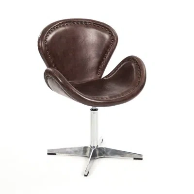 Zentique 24.25" Wide Swivel Side Chair In Brown