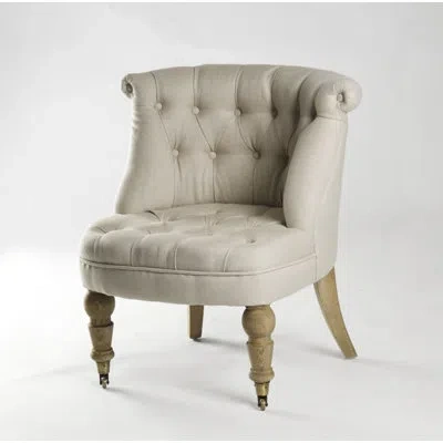 Zentique 26" Wide Tufted Linen Barrel Chair In Ivory
