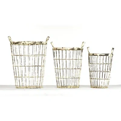 Zentique 3 Piece Metal Basket Set In White