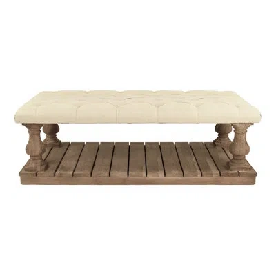 Zentique 55'' Tufted Rectangle With Storage Ottoman In Beige