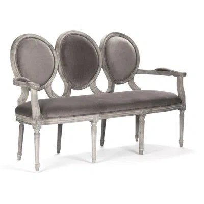 Zentique 61.5" Linen Recessed Arm Settee In Limed Gray