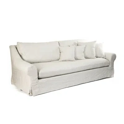 Zentique 95" Linen Round Arm Slipcovered Sofa In Natural
