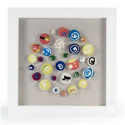 Zentique Abstract Paper Framed Wall Art In Blue;red;yellow