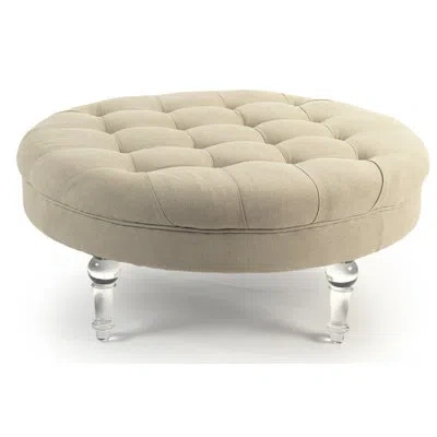 Zentique Adalene Tufted Round Cocktail Ottoman In Natural
